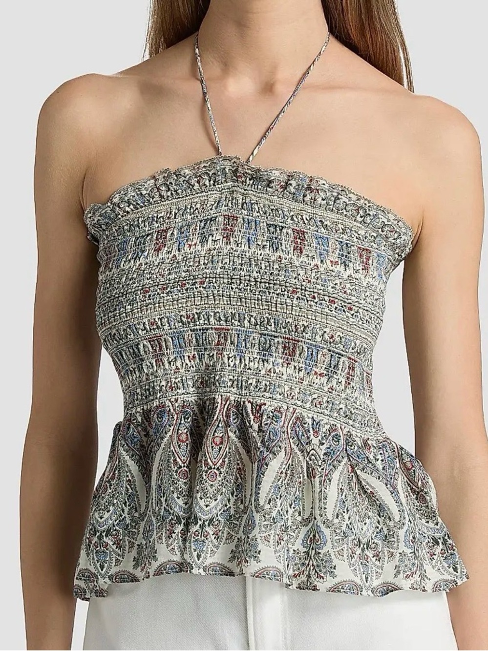 Veronica Beard NWT Damsey smocked peplum paisley top - Picture 4 of 11